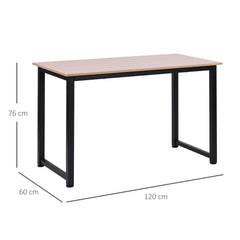 HOMCOM Computer Desk, PC Writing Table, Home Office Workstation, Adjustable Feet, Metal Frame, Oak Black