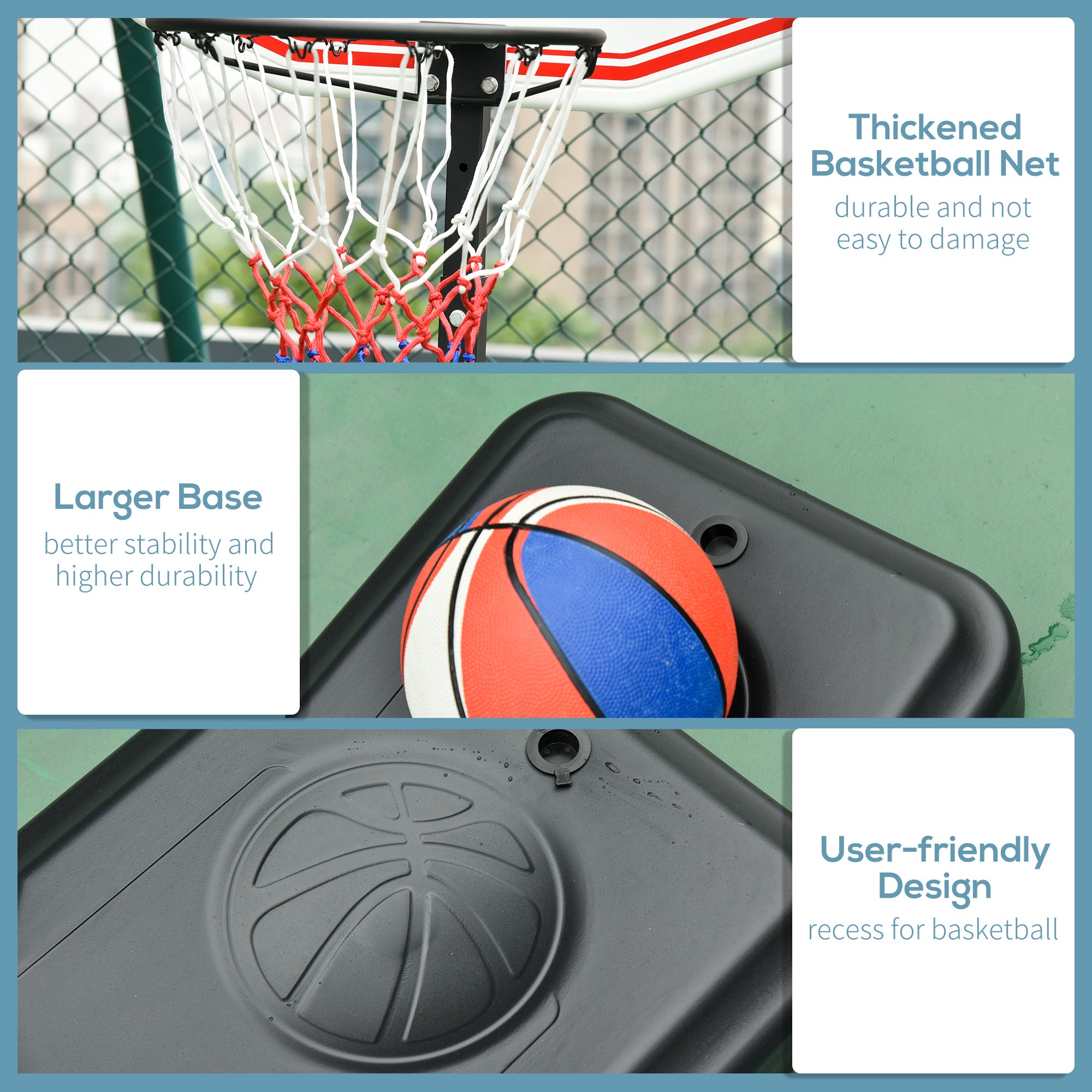 HOMCOM Portable Basketball Hoop Stand with Wheels, Adjustable Height, Indoor/Outdoor, Black & White