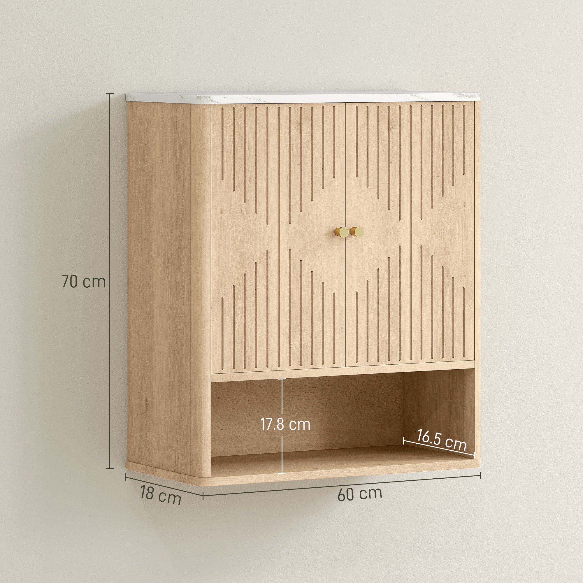 Kozy - Bathroom Wall Cabinet with Adjustable Shelf - Oak