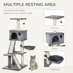 PawHut Cat Tree Tower, 51" Activity Centre with Condo, Scratching Posts, Ladders, Toys, Ideal for Climbing, Relaxing & Playing