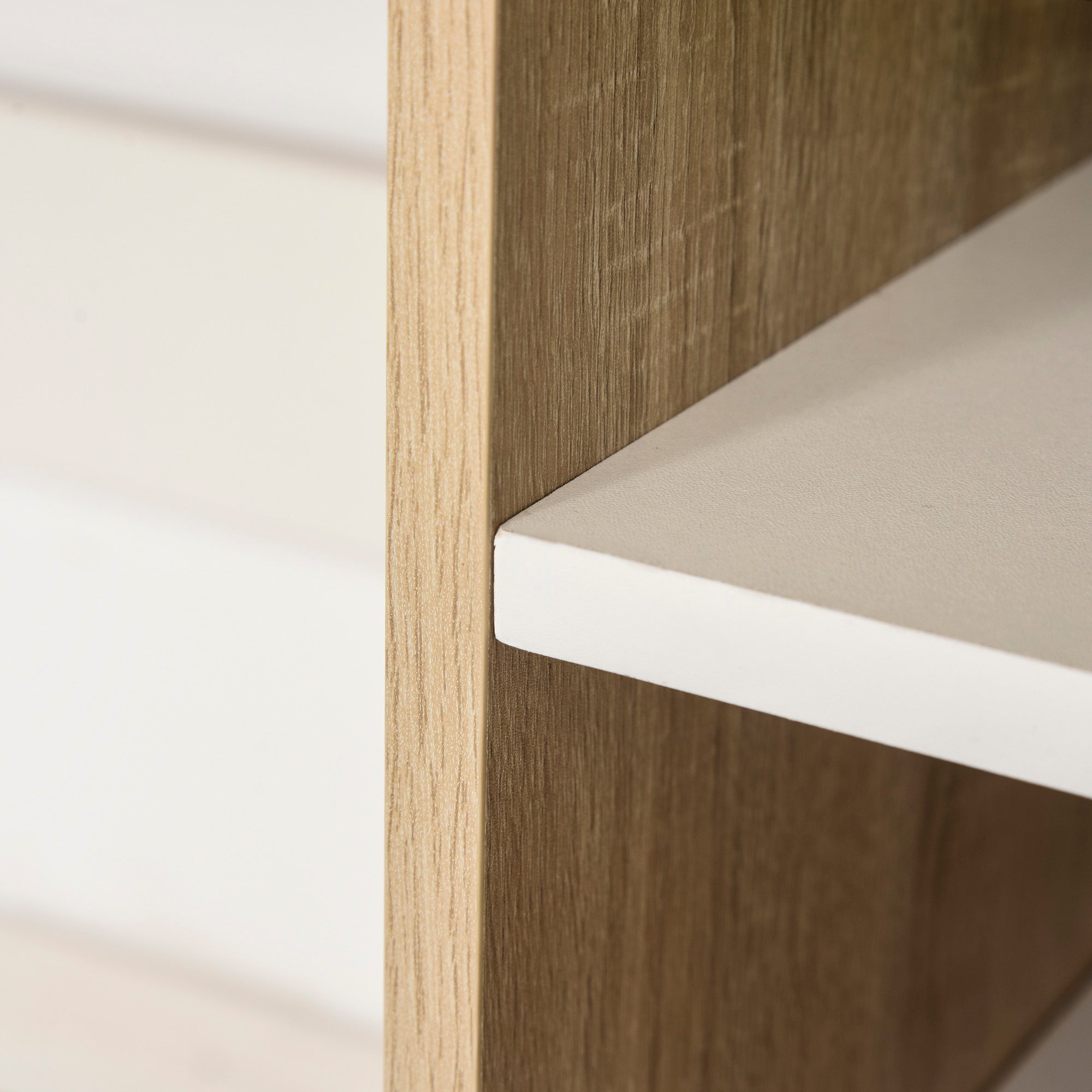 Kozy Computer Desk, Writing Desk with 3-Tier Storage Shelf, Work Table for Home Office, Study, Living Room, Oak and White