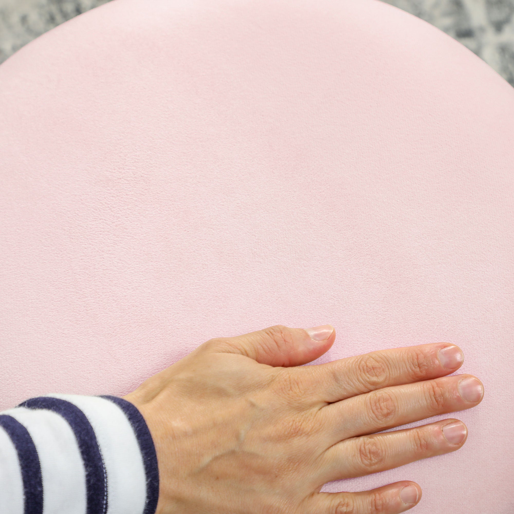 Kozy Velvet-Feel Storage Ottoman - Pink