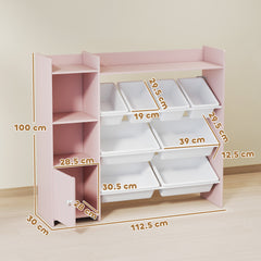 Kozy Toy Storage Unit with 8 Removable Bins, Storage Shelves, Cabinet, Pink