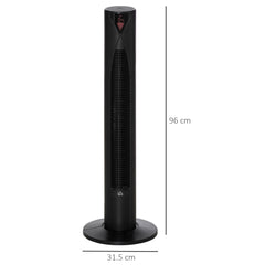 HOMCOM 38" Tower Fan with Remote Control, Oscillating, 3 Speeds, 12