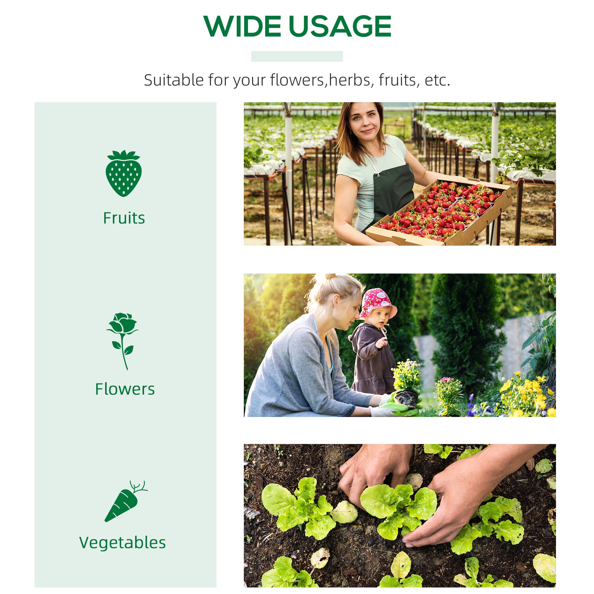 Kozy Mini Greenhouse, Small Plant Grow House for Outdoor with Durable PE Cover, Observation Windows, 180 x 60 x 60 cm, Green