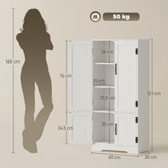 Kozy Accent Floor Storage Cabinet Kitchen Cupboard with Adjustable Shelves and 2 Lower Doors, White