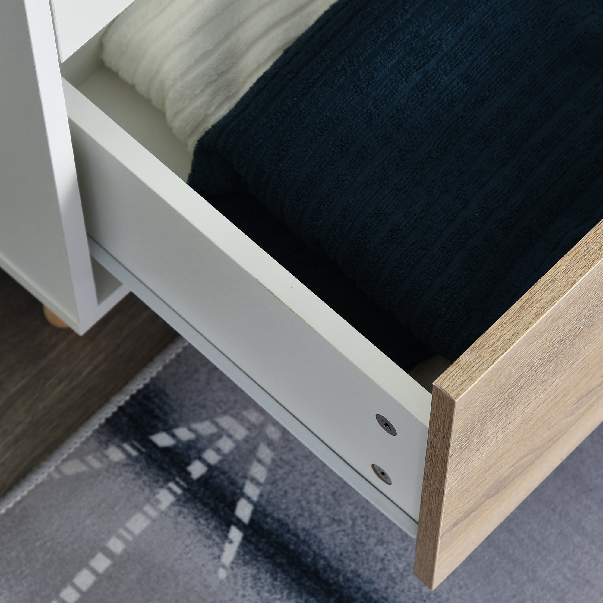 Kozy 2-Door Clothes Wardrobe w/ Rail Shelf 2 Drawers Wood Feet Elegant Home Storage Organisation Furniture Dresses Coats Blankets Shoes White