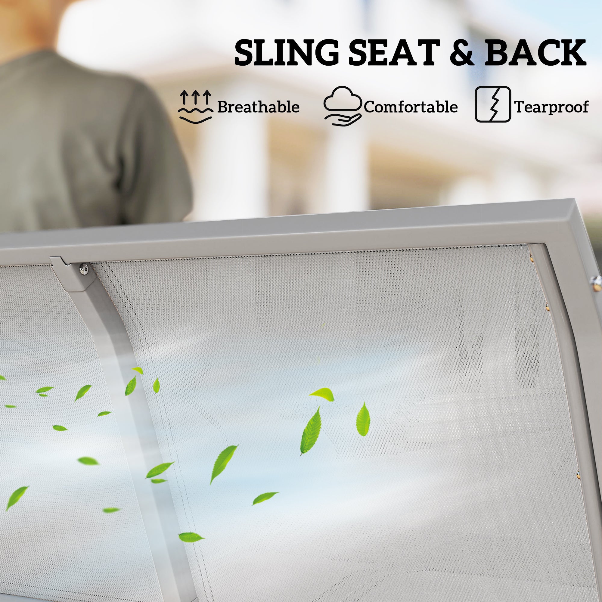 Kozy Metal Garden Swing Chair, 3-Seater Swing Seat, Patio Hammock Bench Canopy Lounger, Light Grey