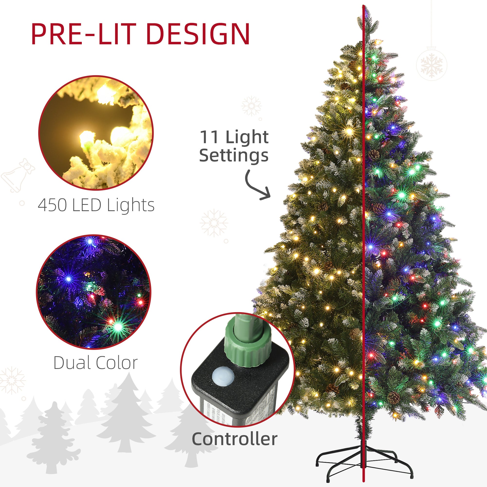 Kozy - 7ft LED Pre-Lit Artificial Christmas Tree, with Base