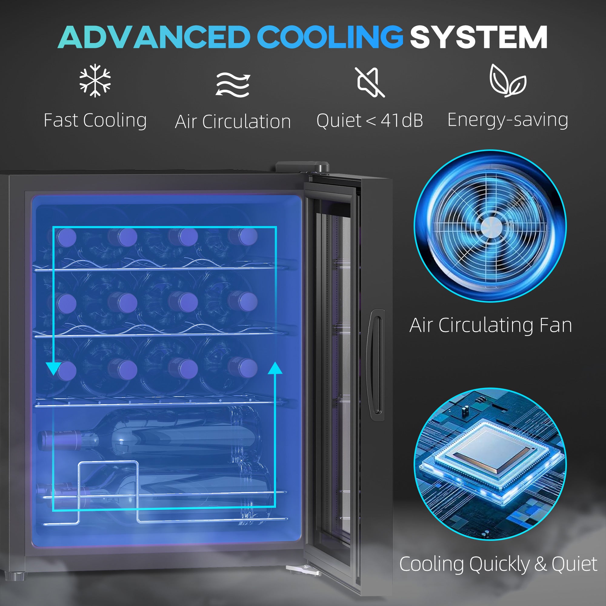 Kozy 42L 16-Bottle Wine Cooler Fridge - Black