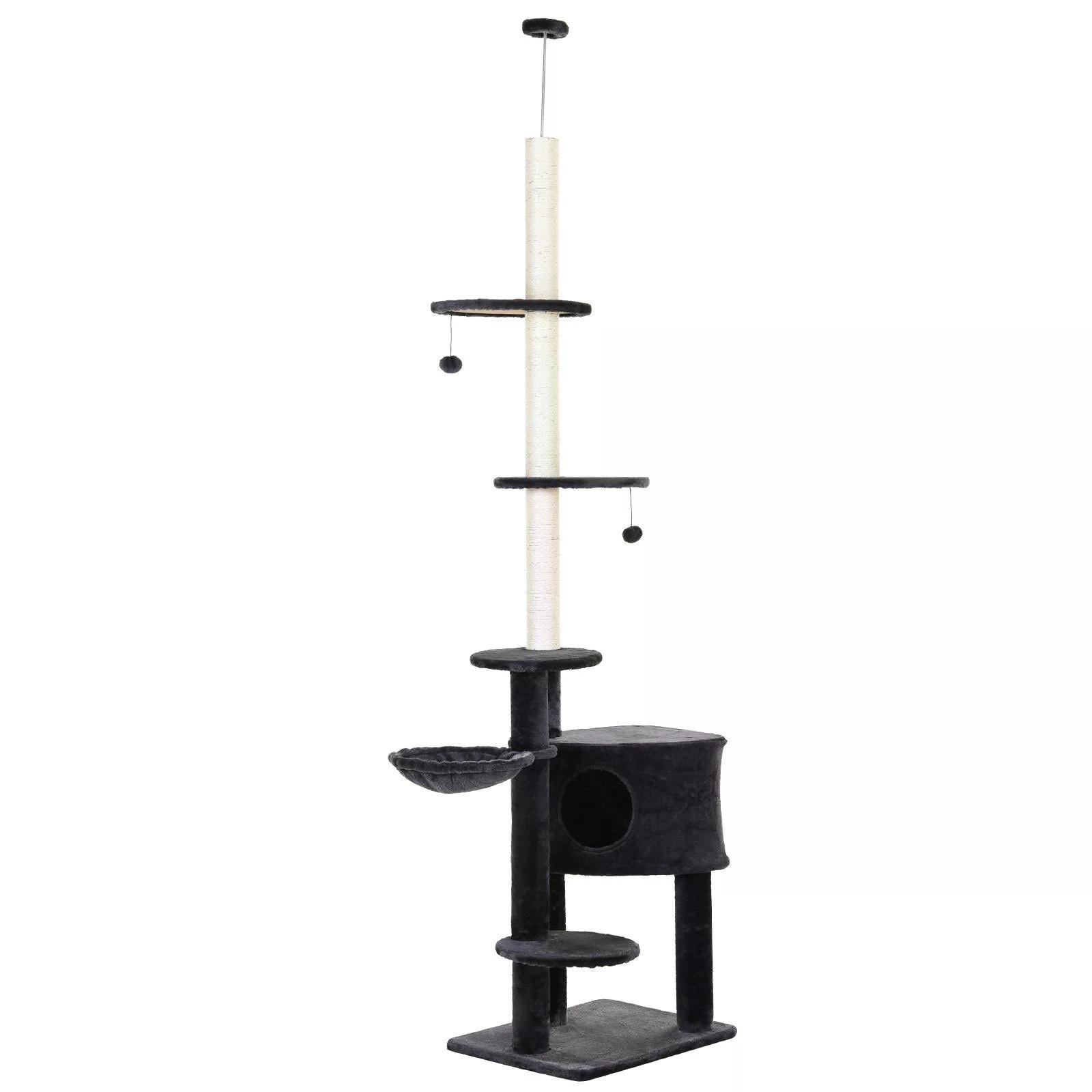 PawHut Vertical Cat Tree, Adjustable Height, Floor