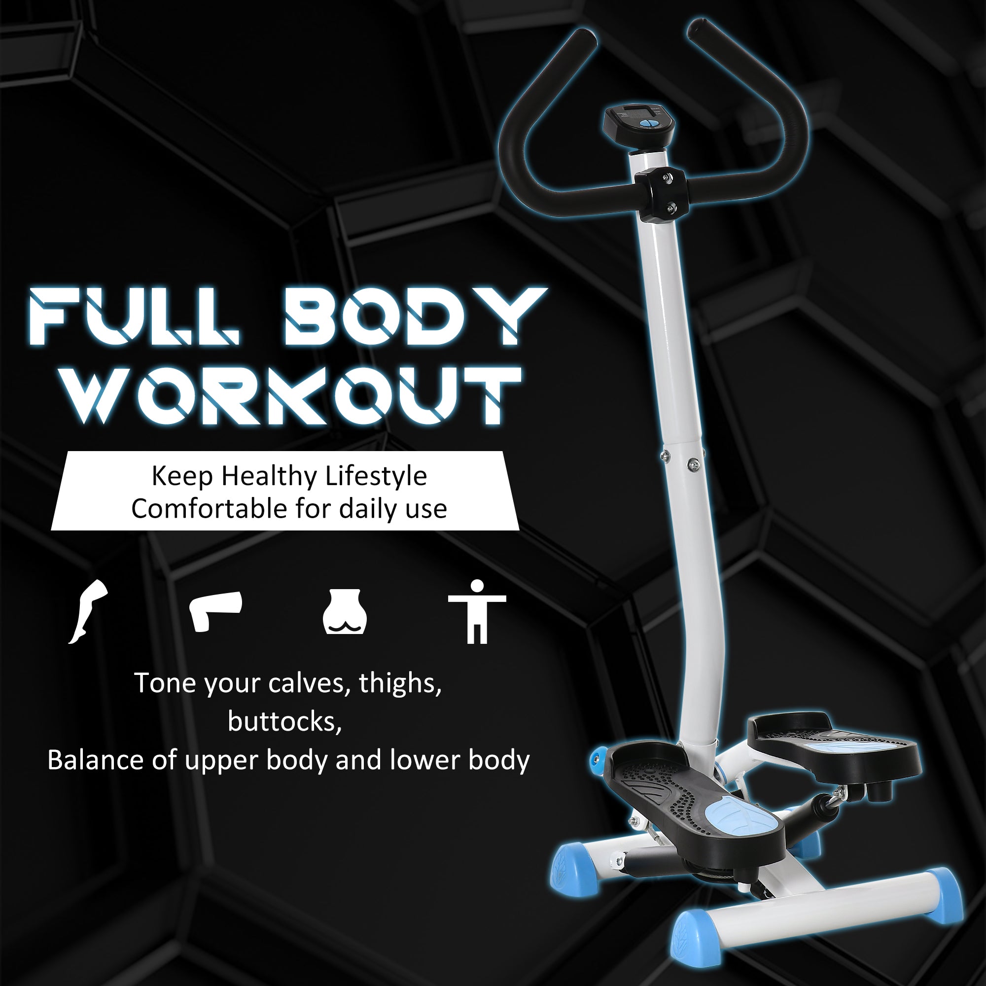 Kozy Twister Stepper, Step Machine with Adjustable Resistance, LCD Screen - Blue