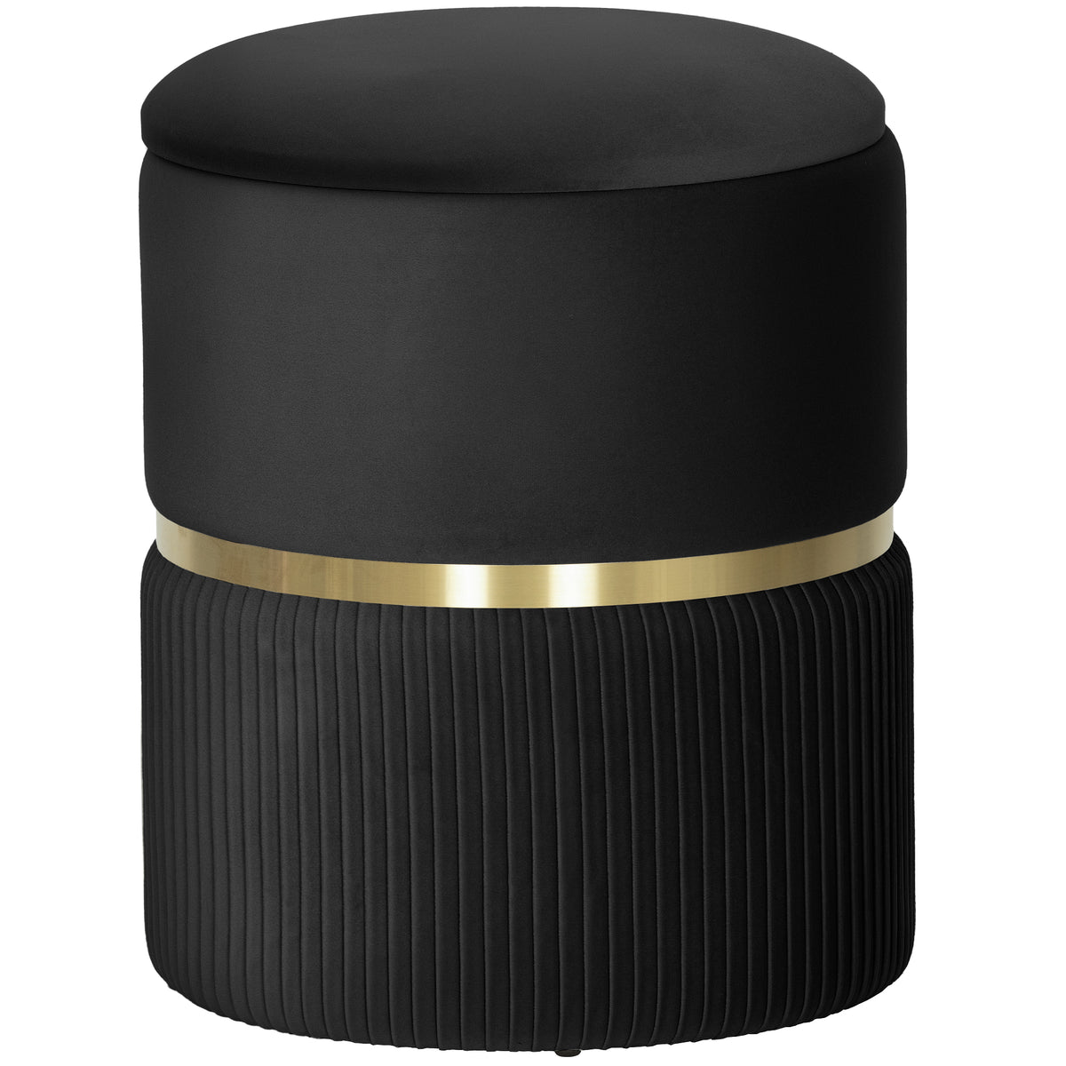 Kozy - Velvet-Feel Storage Ottoman - Black