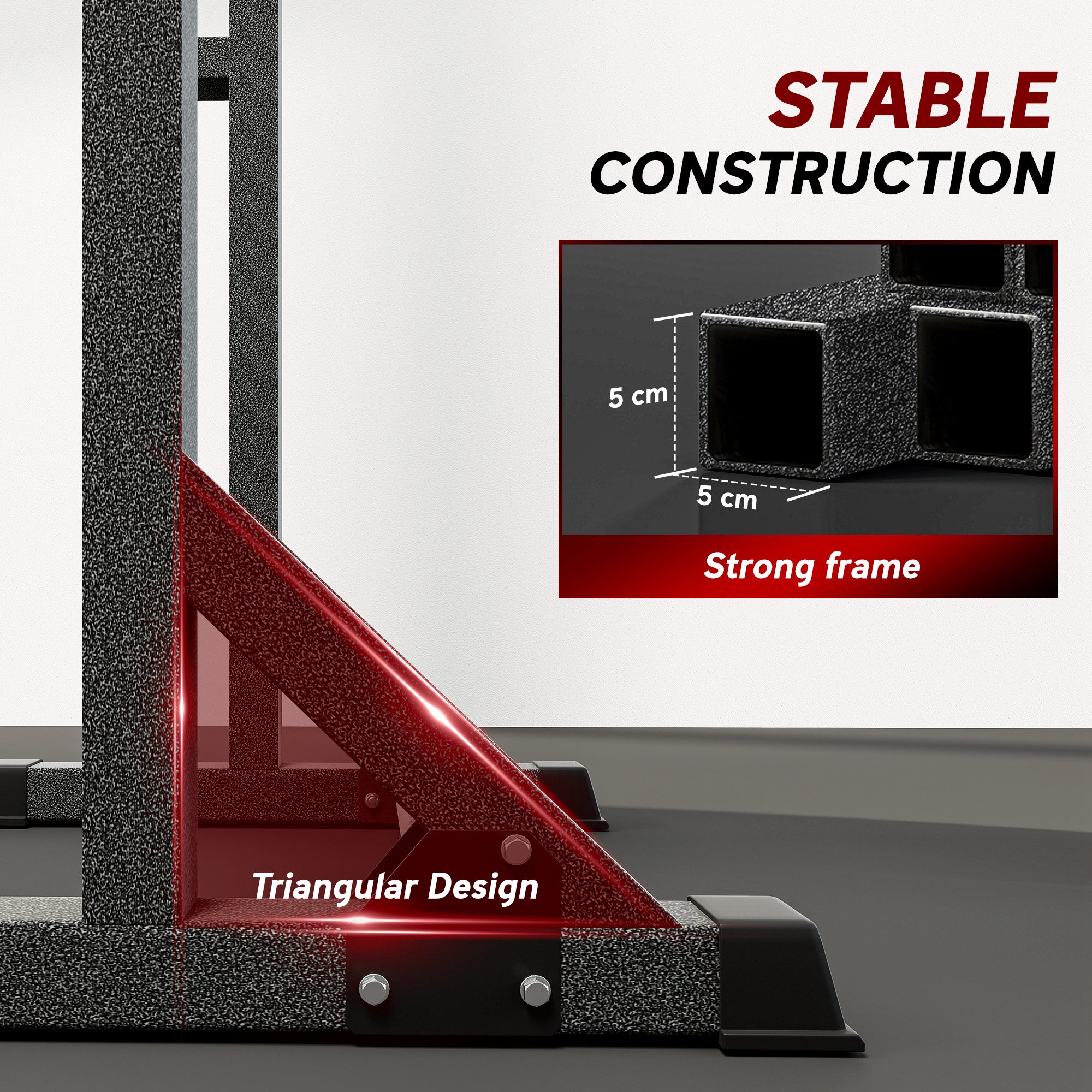 Kozy Heavy Duty Barbell Squat Rack, Adjustable and Multifunctional Weight Power Stand, for Home, Gym - Black