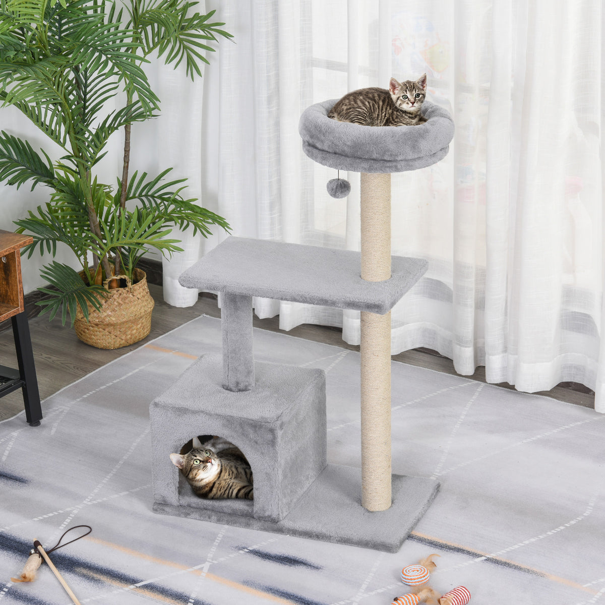 PawHut Durable Cat Scratching Tree, 3