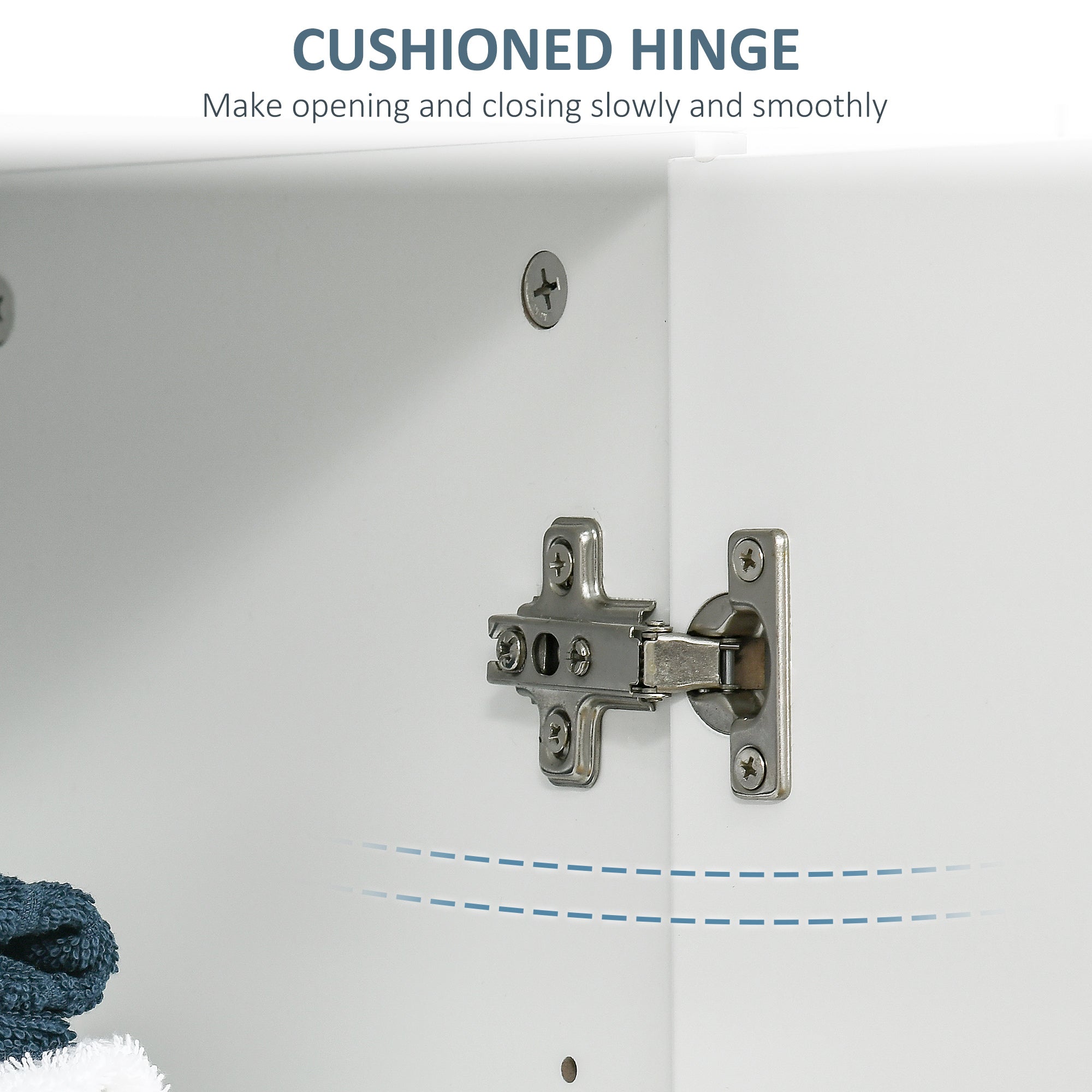 Kozy Modern Bathroom Floor Cabinet, Free Standing Linen Cabinet, Storage Cupboard with 3 Tier Shelves, White