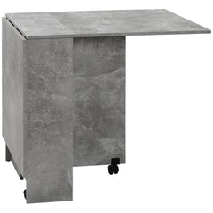 Kozy Folding Dining Table, Drop Leaf Table with 2-Tier Shelves, Rolling Casters, for Small Spaces, Kitchen, Cement Grey