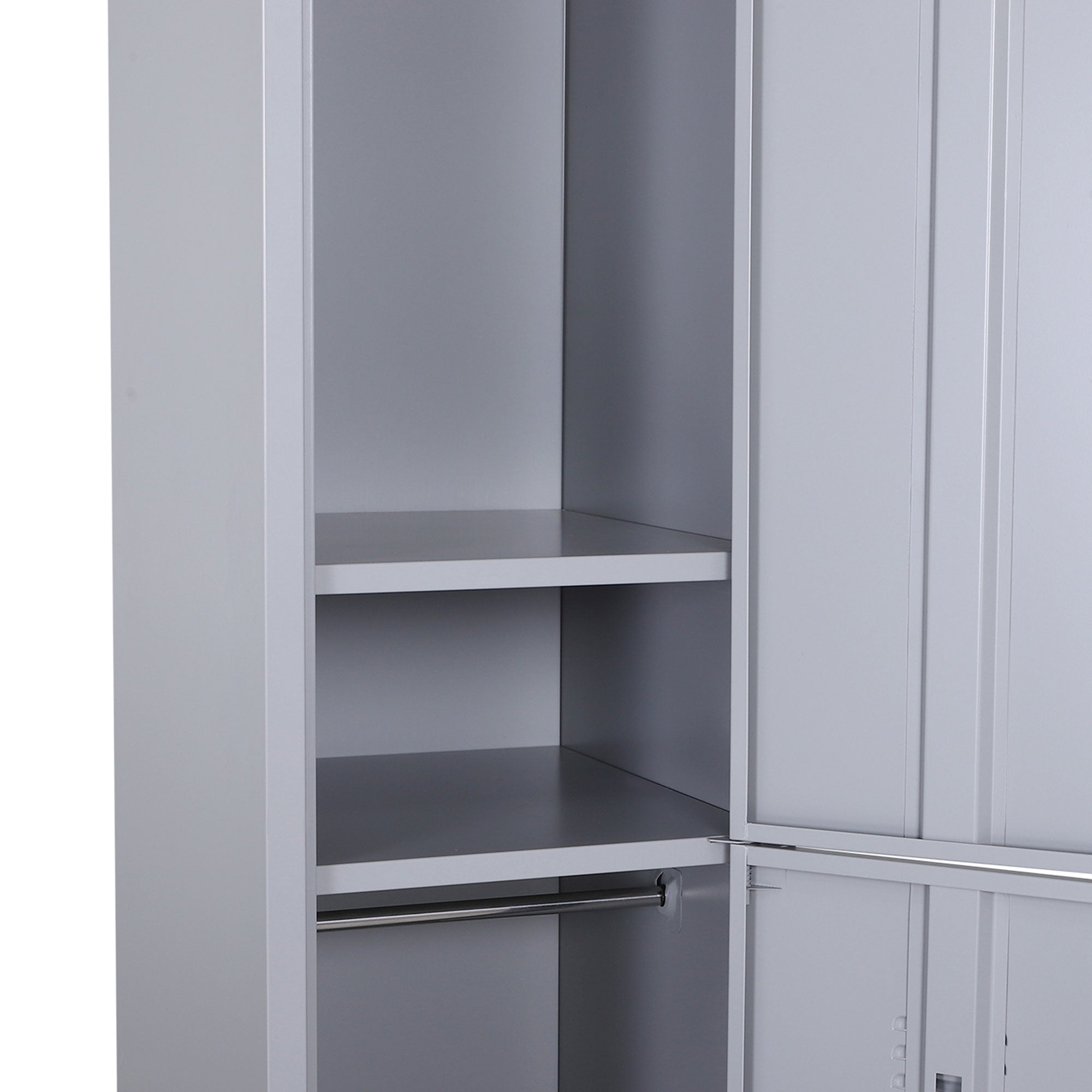 Vinsetto Vertical Locker Cabinet, Cold Rolled Steel Storage with Shelves, Office Cupboard, Grey, 38 x 46 x 180 cm