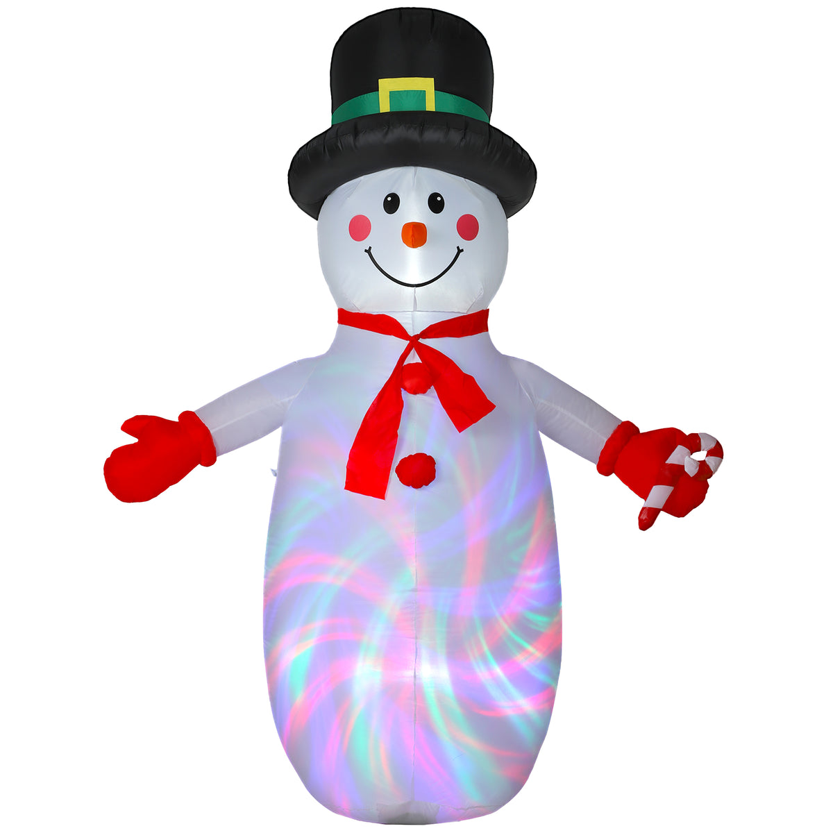 Kozy - 8FT Christmas Inflatable Outdoor Decoration with Dynamic Disco & LED Lights, Self-Inflating Christmas Blow Up Snowman for Garden, Indoor Outdoor Home Decor