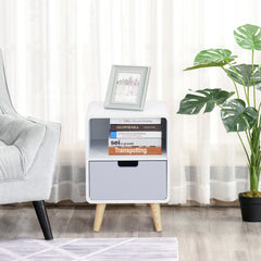 Kozy Wooden Bedside Table End Nightstand With Drawer Wood Lamp Desk Storage Unit Bedroom Scandinavian Nordic Style