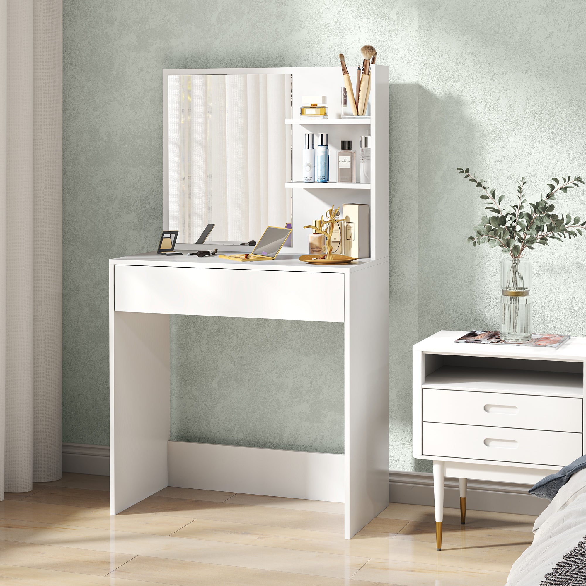 Kozy - Dressing Table with Mirror and Storage - White