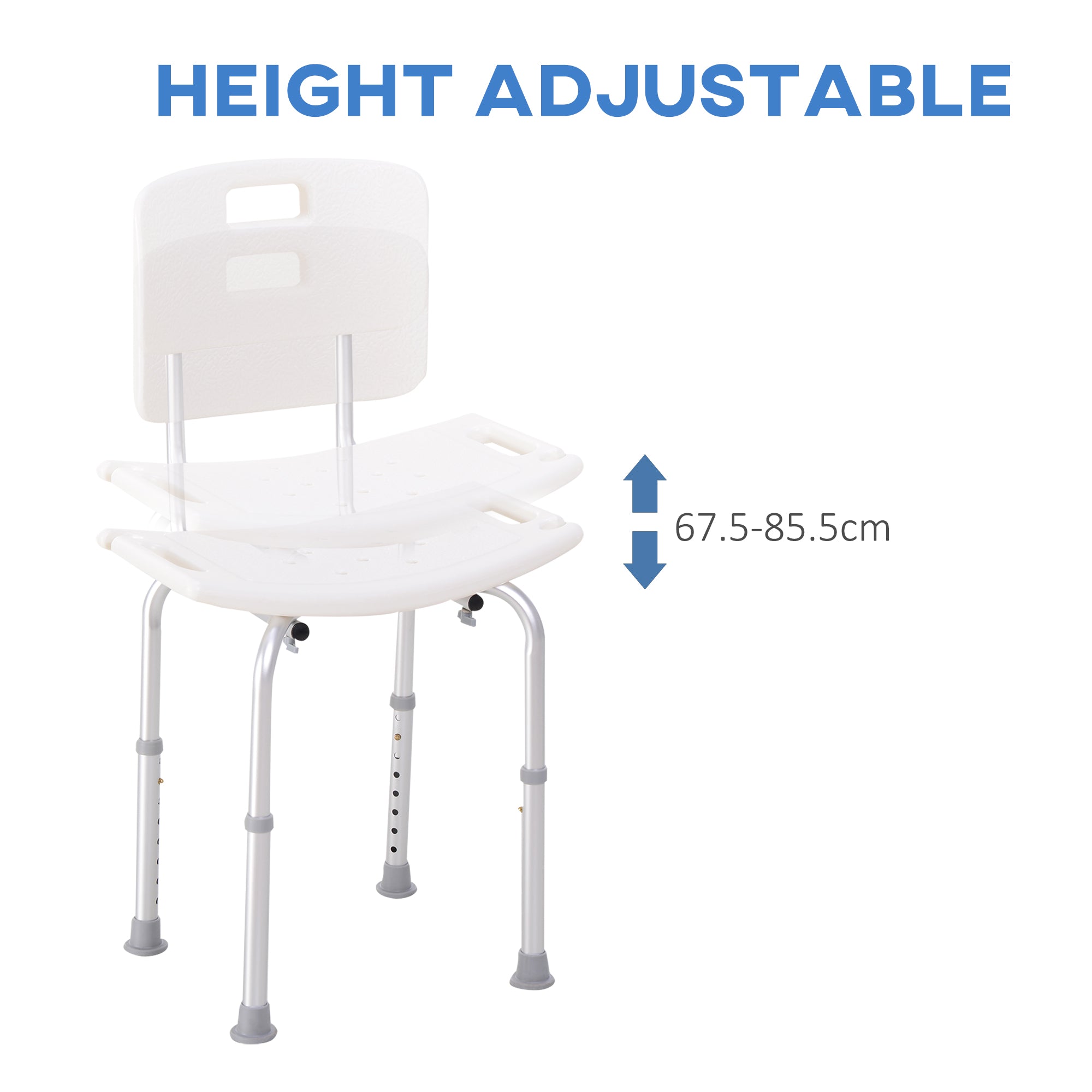 HOMCOM Adjustable Bath Chair, Shower Stool Safety Seat for Elderly, Bathroom Aid with Adjustable Positions