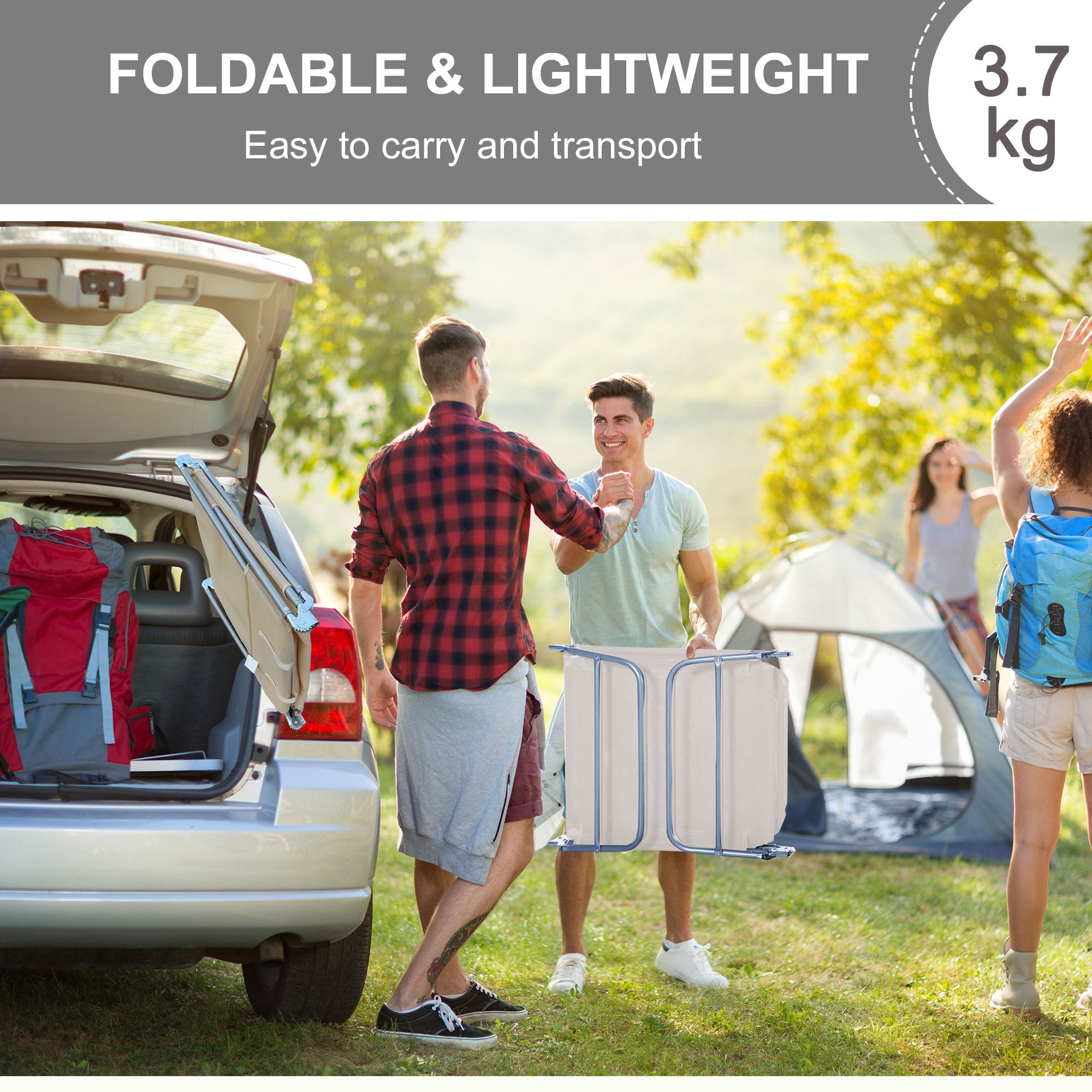 Kozy Outdoor Foldable Sun Lounger, Adjustable Backrest Garden Recliner Sun Lounger Chair with Headrest Pillow, Beige