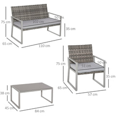 Outsunny Rattan Garden Furniture Set, 4