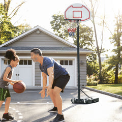 HOMCOM Portable Basketball Hoop Stand with Wheels, Adjustable Height, Indoor/Outdoor, Black & White