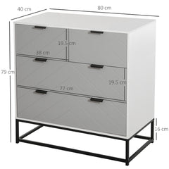 Kozy Chest of Drawers with Metal Handles Freestanding Dresser for Bedroom, Living Room