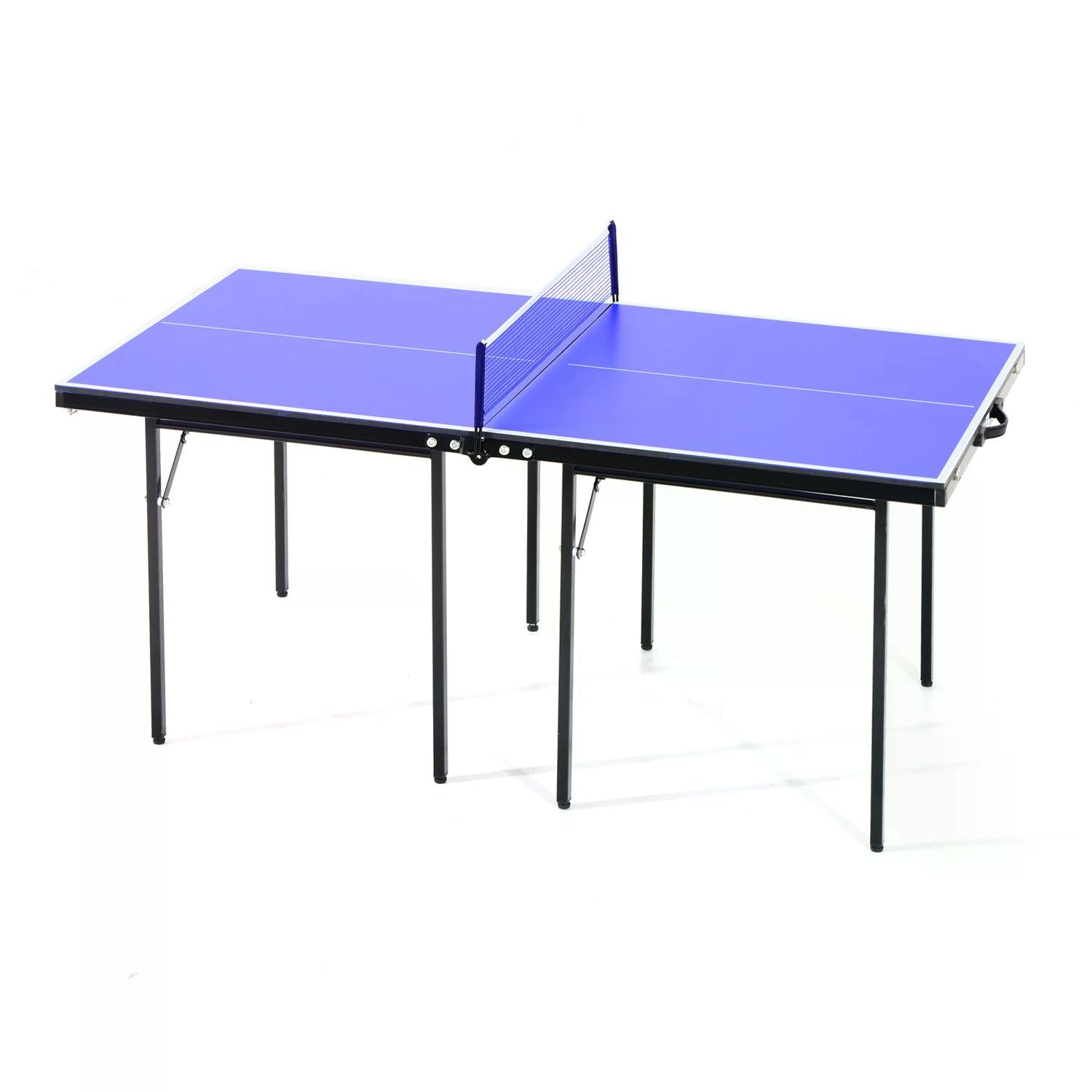 HOMCOM Folding Mini Compact Table Tennis Top Ping Pong Table Set Professional Net Games Sports Training Play Blue