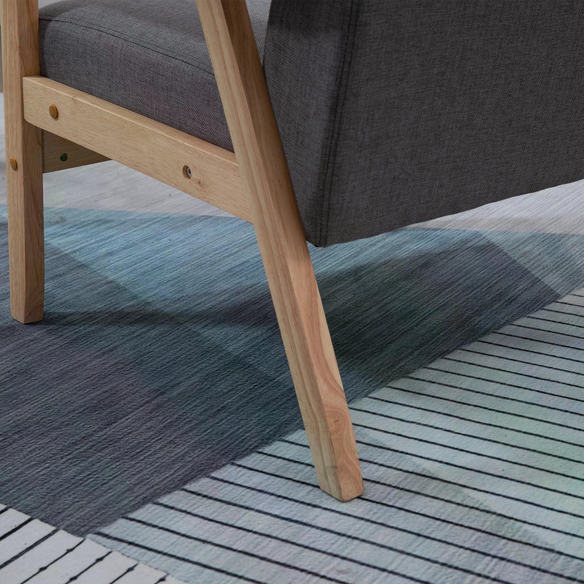 Kozy Minimalistic Wooden Frame Accent Chair, with Padded Seat