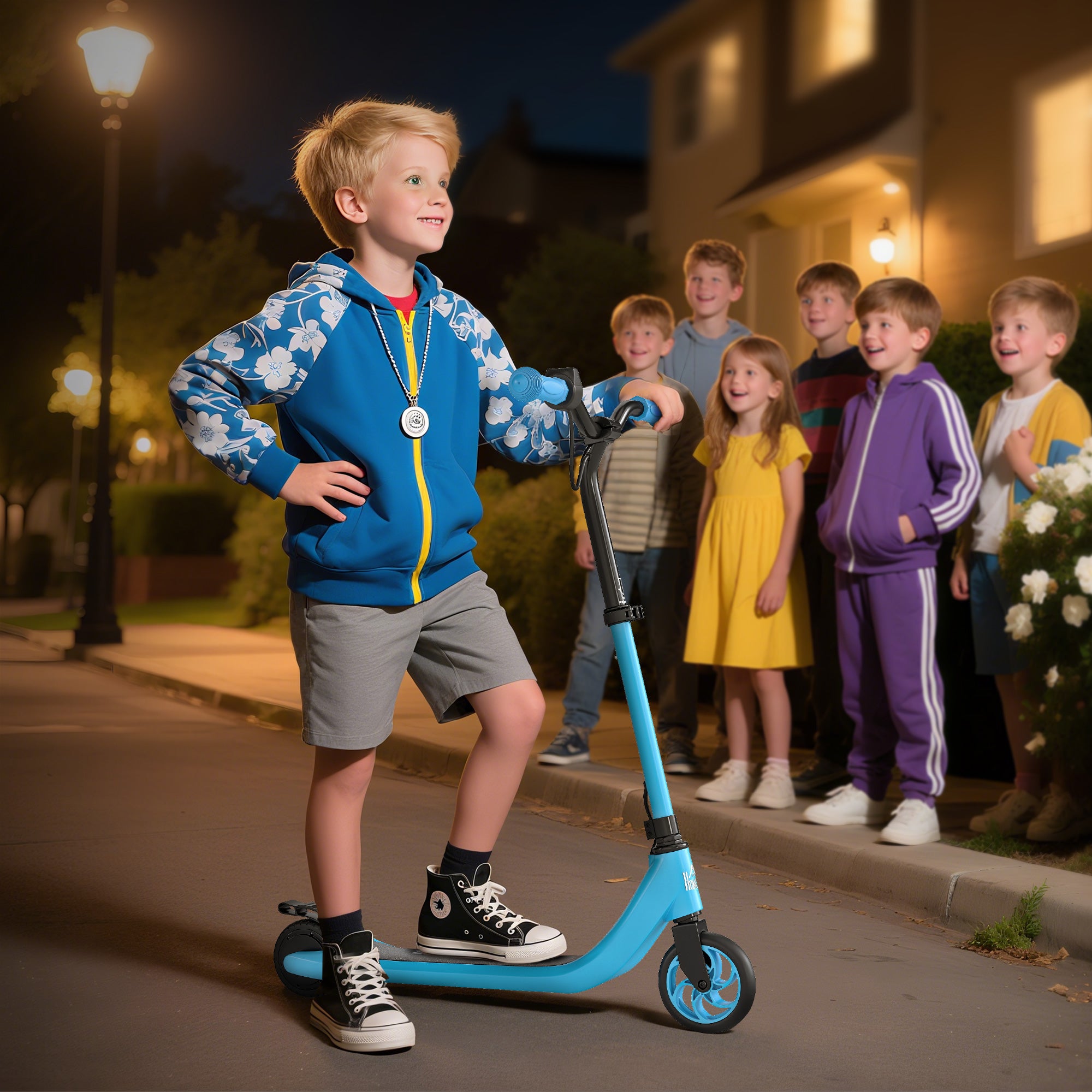 Kozy Kids Electric Scooter, Electric Scooters for Kids Ages 6+, 8 KM/H & 6 KM Lightweight E-Scooter, Adjustable Height, Rear Brake - Pink