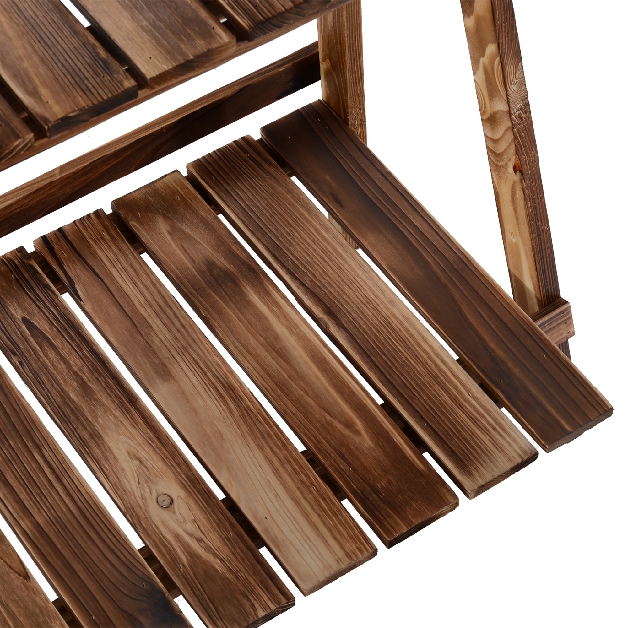 Outsunny Wooden Folding Flower Pot Stand 3 Tier Garden Planter Display Ladder Gardener Storage Shelves Rack (60L x 37W x 93H (cm)) | Aosom UK