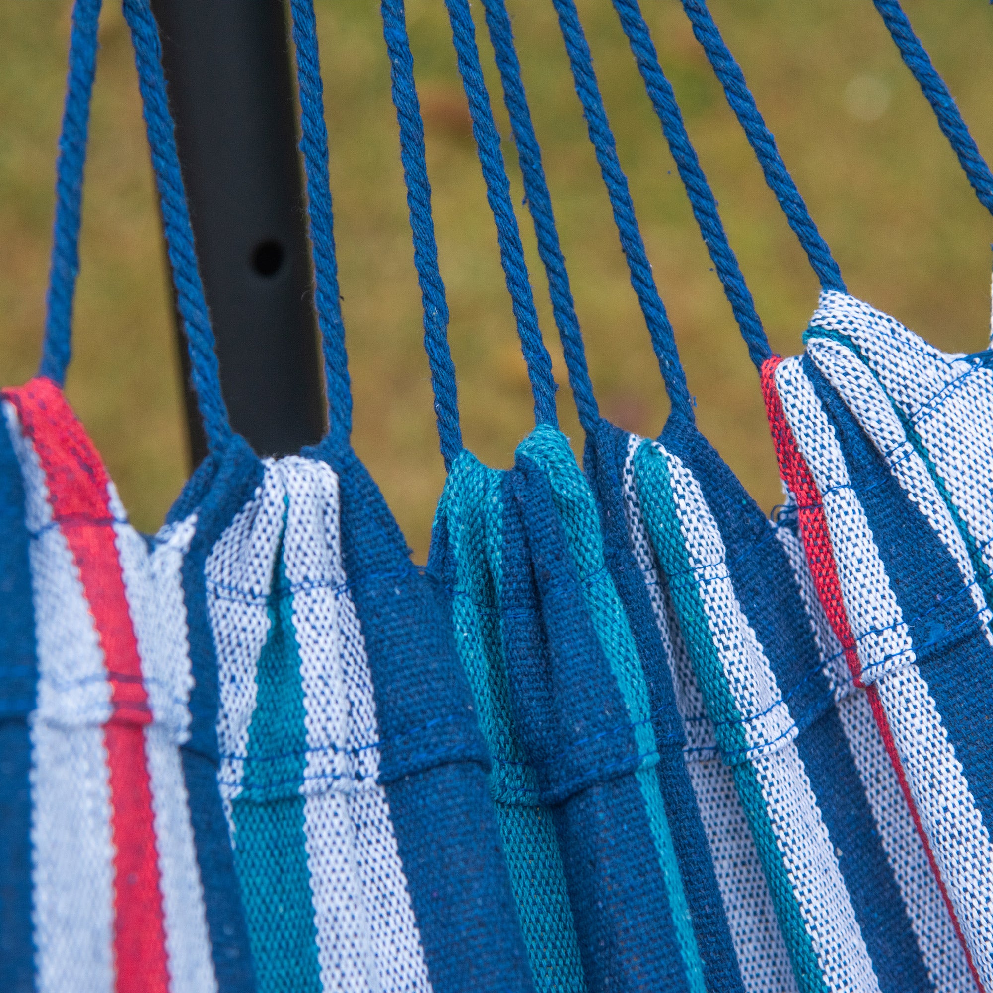 Kozy 298 x 117cm Hammock with Stand Camping Hammock with Portable Carrying Bag, Adjustable Height, 120kg Load Capacity, Blue and White Stripe