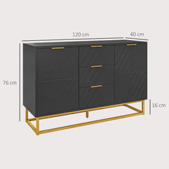 Kozy Sideboard with 3 Drawers and Adjustable Shelves for Living Room - Black