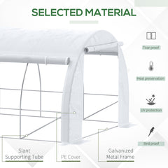 Kozy 6 x 3 x 2 m Polytunnel Greenhouse with Roll-up Side Walls, Walk-in Grow House Tent with Steel Frame, Reinforced Cover, Zipped Door and 12 Mesh Windows for Garden, White