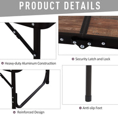 Outsunny Folding Camping Table, 3ft Height Adjustable, MDF, Portable for Outdoor Activities, Cream.