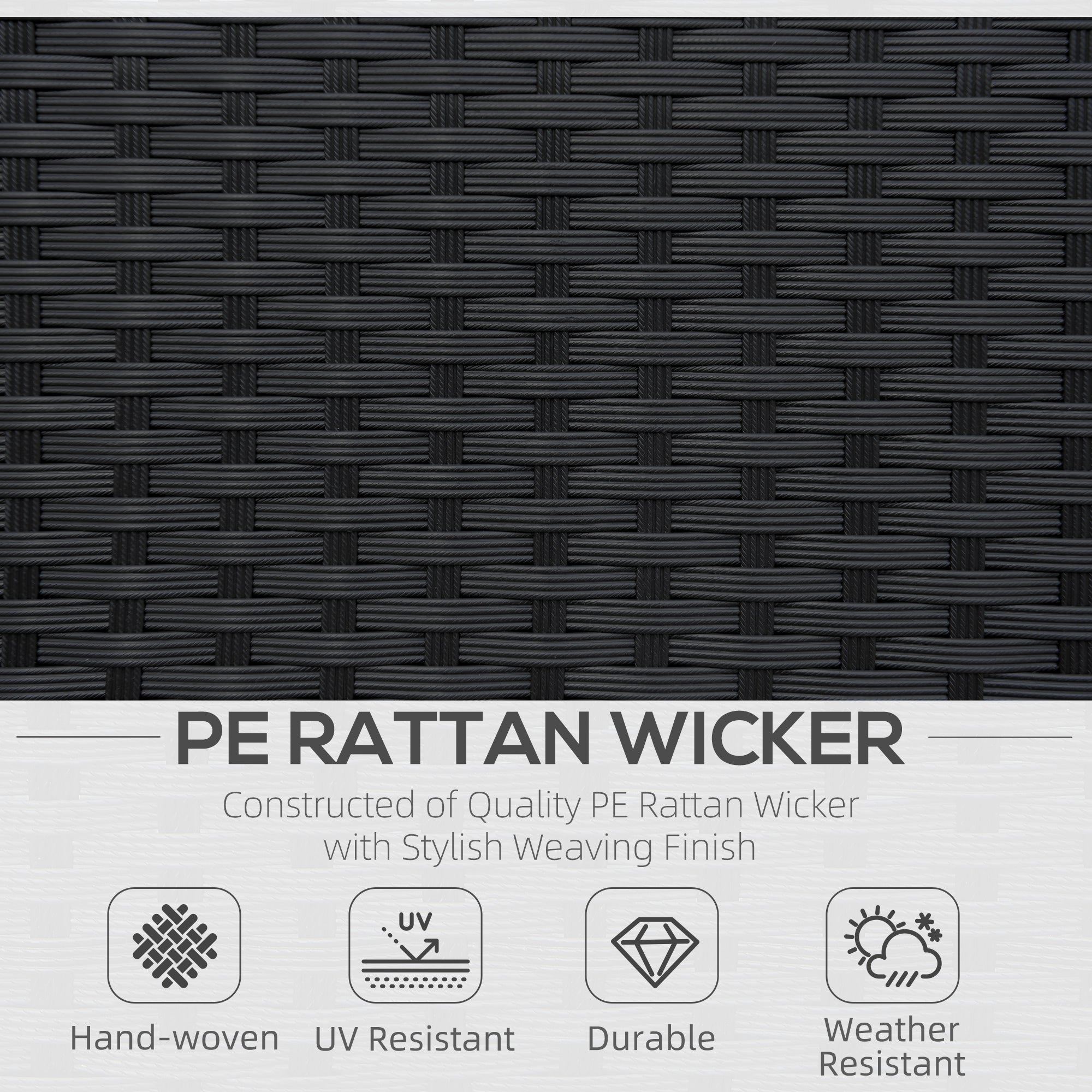 Kozy Single Seater Rattan Chair Sofa with 10 cm Thick Padded Cushion, All-Weather PE Wicker Weave Garden Armchair with Armrests, Black