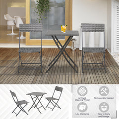 Kozy 2-Seater Chair Bistro Set Garden Patio Table & Chair Black Rattan Furniture Grey