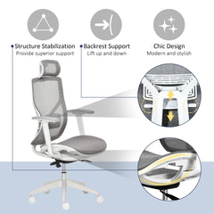 Vinsetto Ergonomic Office Chair with 360° , Wheel, Mesh Back, Adjustable Height & 3D Armrest for Home Office, Grey