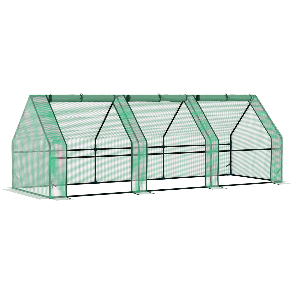 Kozy Mini Small Greenhouse with Steel Frame & PE Cover & Zipped Window Poly tunnel Steeple for Plants Vegetables, 270 x 90 x 90 cm, Green