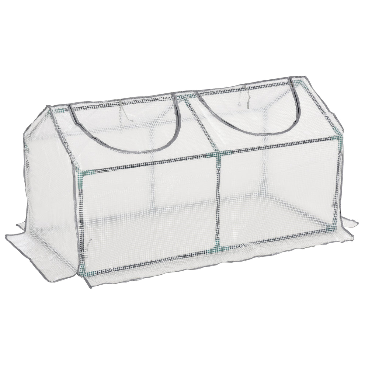 Outsunny Mini Greenhouse Portable Flower Planter Tomato Vegetable House for Garden Backyard with Zipper 120 x 60 x 60 cm, White | Aosom UK