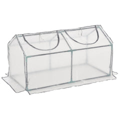 Outsunny Mini Greenhouse Portable Flower Planter Tomato Vegetable House for Garden Backyard with Zipper 120 x 60 x 60 cm, White | Aosom UK