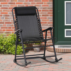 Outsunny Rocking Garden Chair, Foldable Outdoor Rocker with Adjustable Zero