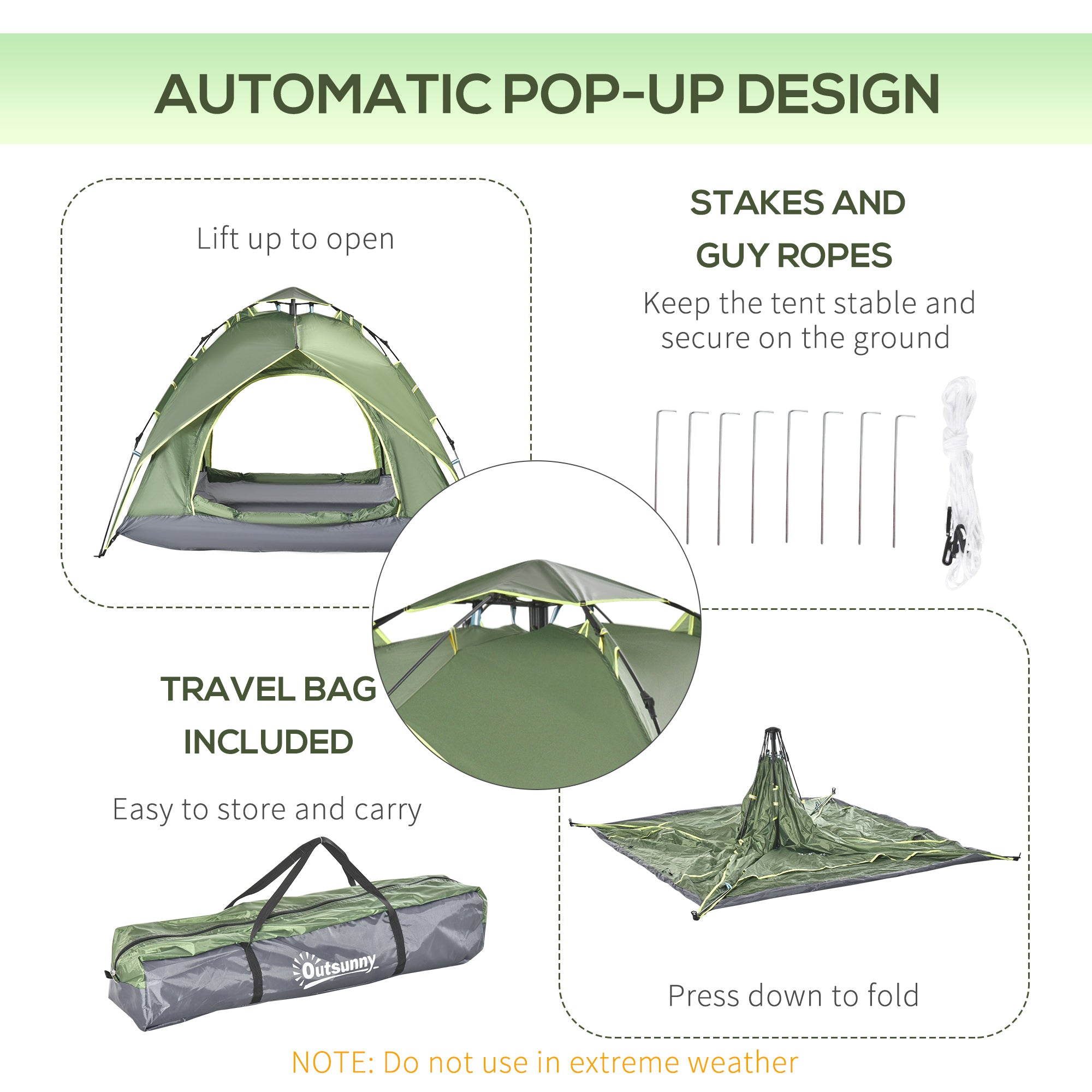 Kozy 3 Man Camping Tent Automatic Pop Up Tent Portable Double Layer for Festival Hiking Family Travel Shelter
