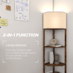 Kozy Corner Floor Light, with Shelves - Wood-Effect