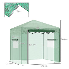 Kozy Pop-up Small Greenhouse, Outdoor Walk-in Tomato Greenhouse with Carrying Bag, PE Cover, Steel Frame, Green, 2.4L x 1.8W x 2.4H m