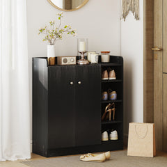 Kozy Shoe Storage Cabinet with Adjustable Shelves - Black