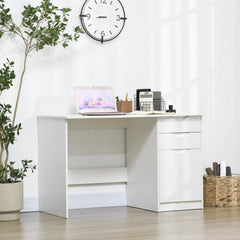Kozy Computer Desk with Drawers, High Gloss Home Office Desk with Storage Cabinet, Study Workstation, 120 x 60cm, White